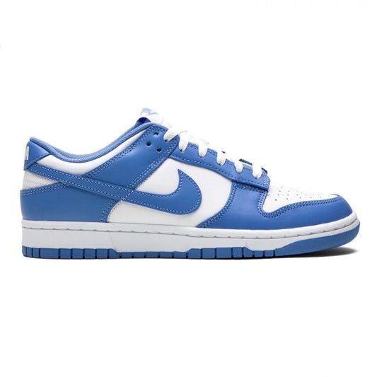 Dunk Low Polar Blue vista di lato. Colore azzurro e bianche con swoosh azzurro